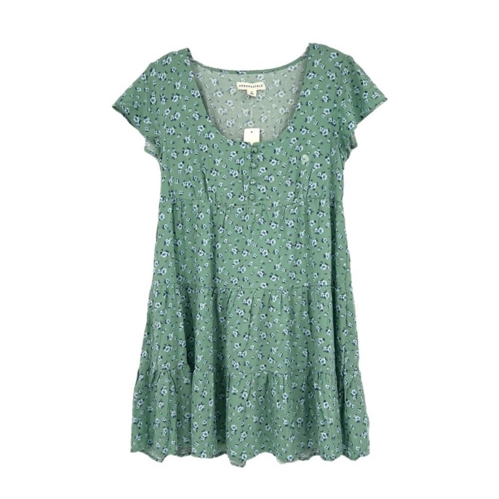 Aeropostale Green Floral Mini Dress
